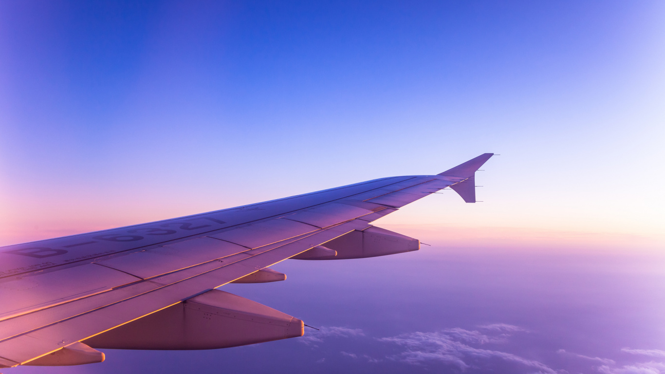 White and Gray Airplane Wing During Daytime. Wallpaper in 1366x768 Resolution