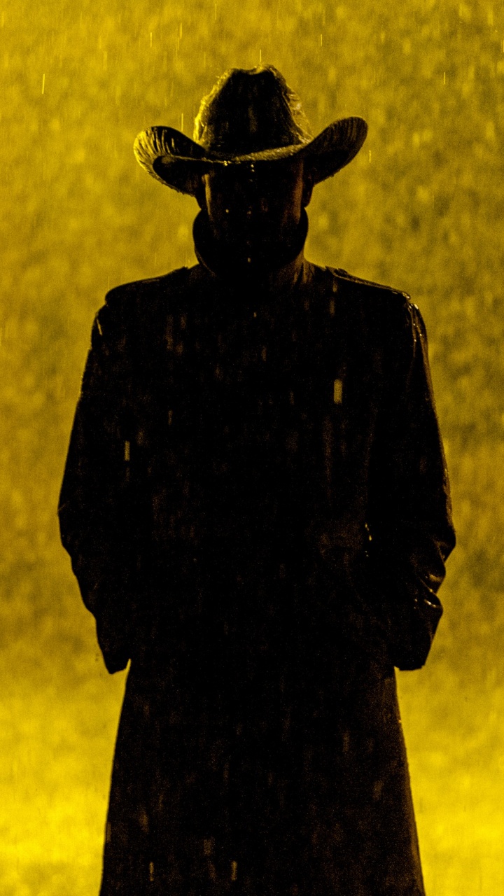 Silhouette Einer Person Mit Hut Und Mantel. Wallpaper in 720x1280 Resolution