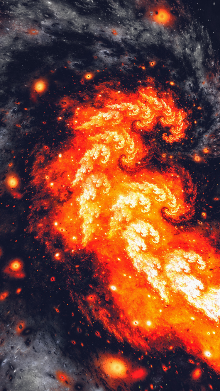 Orange and Black Galaxy Illustration. Wallpaper in 750x1334 Resolution