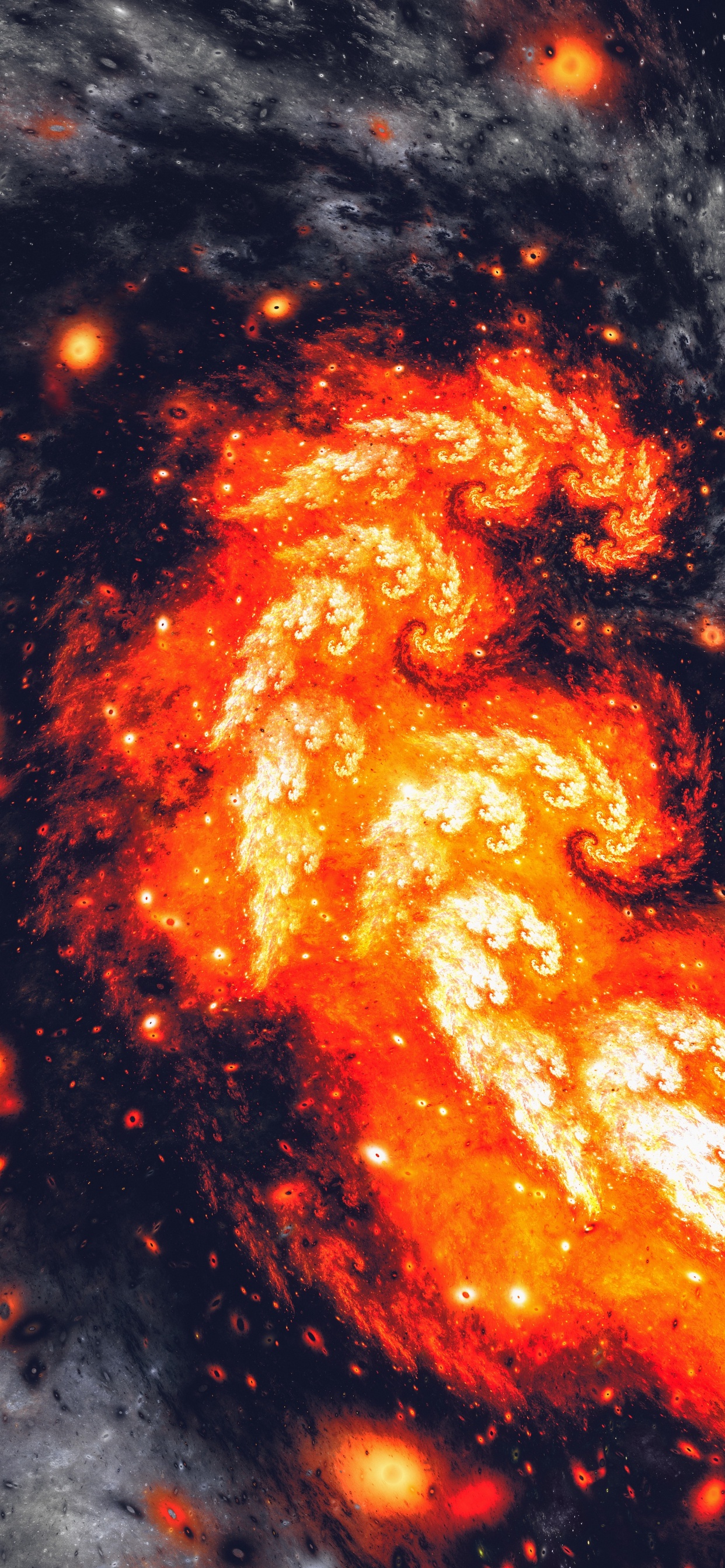 Illustration de la Galaxie Orange et Noire. Wallpaper in 1242x2688 Resolution