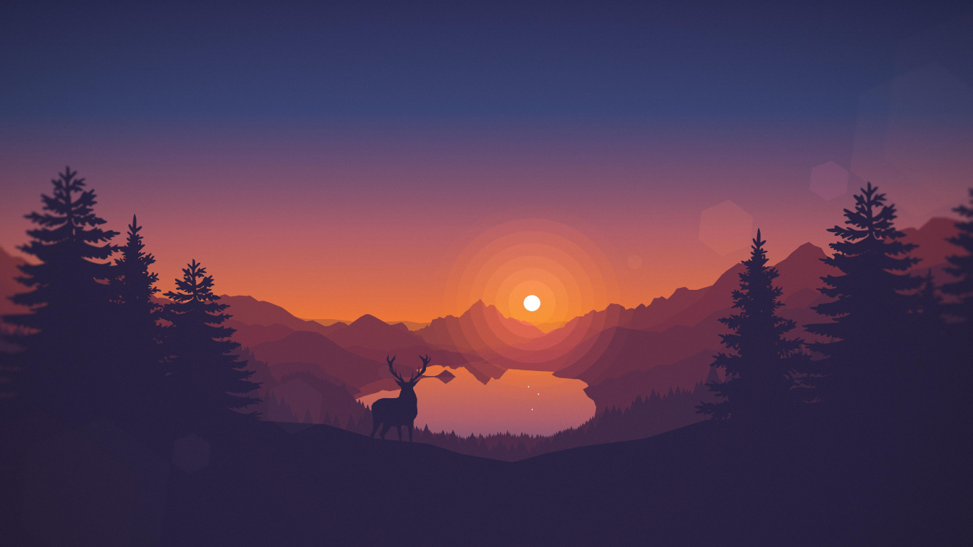 Silhouette of Man and Woman Standing on Hill During Sunset. Wallpaper in 1366x768 Resolution