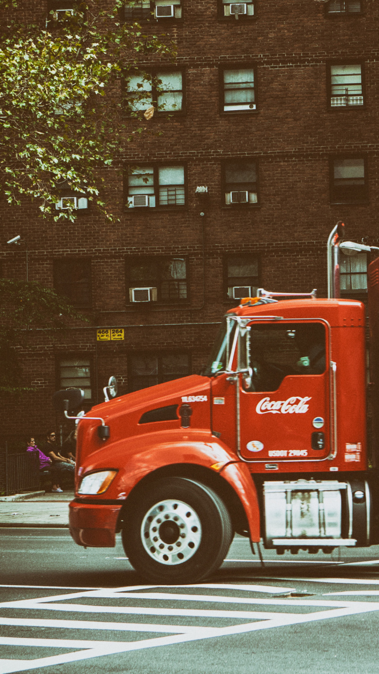 Red Coca Cola Truck on Road During Daytime. Wallpaper in 750x1334 Resolution