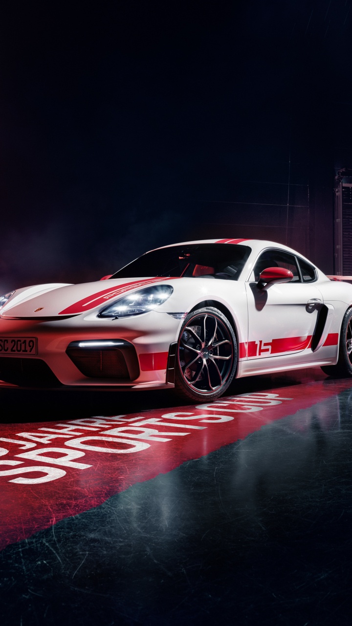 Porsche 911 Rojo y Blanco Sobre Fondo Negro. Wallpaper in 720x1280 Resolution