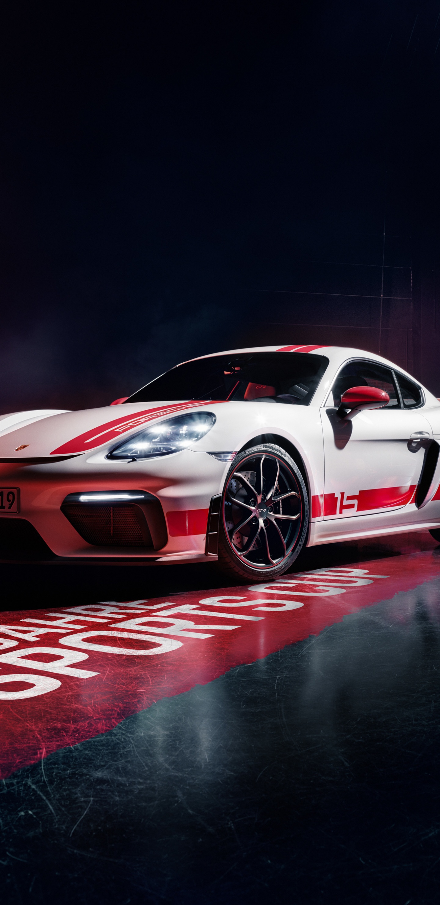 Porsche 911 Rouge et Blanc Sur Fond Noir. Wallpaper in 1440x2960 Resolution