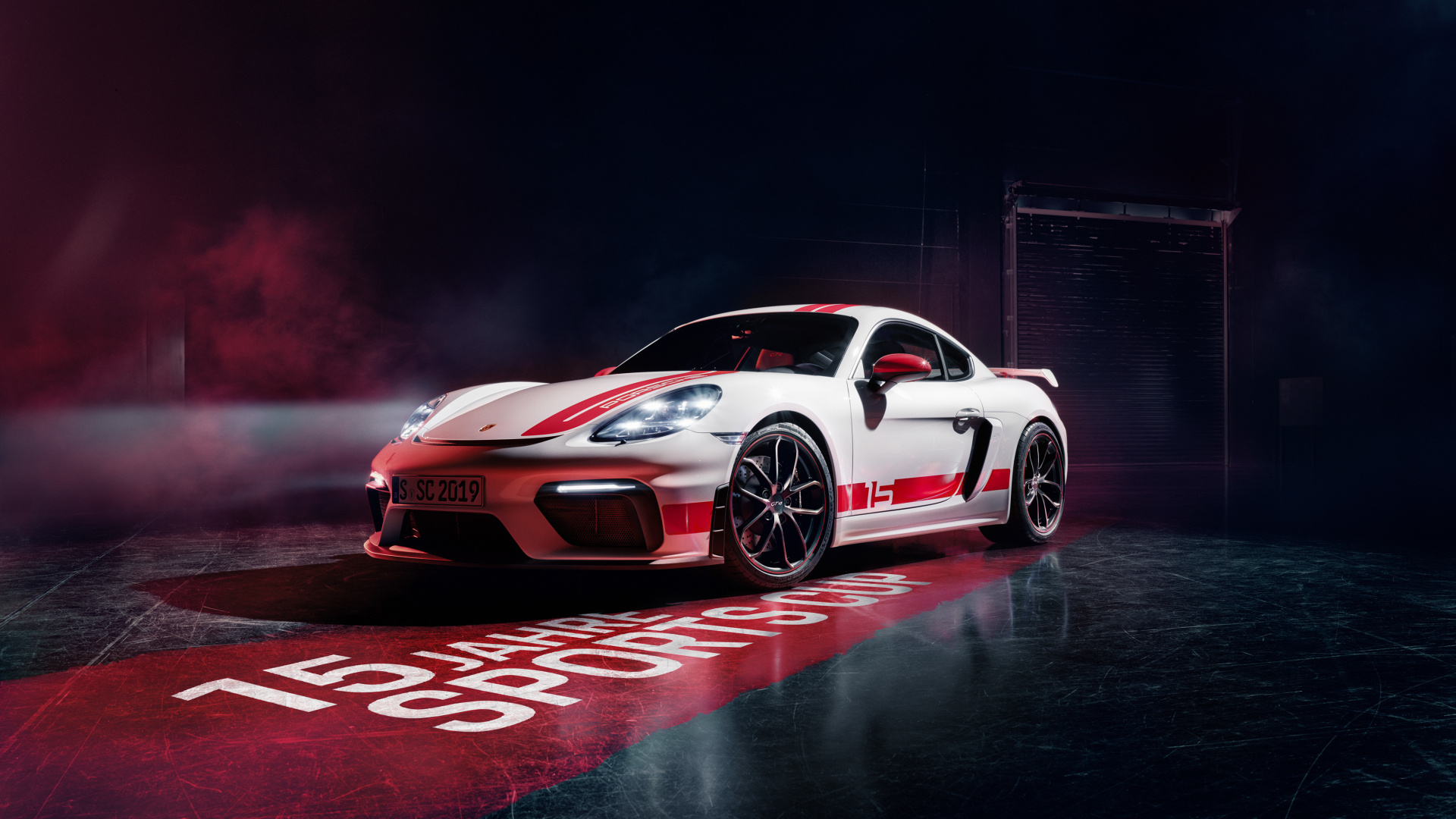 Porsche 911 Rouge et Blanc Sur Fond Noir. Wallpaper in 1920x1080 Resolution