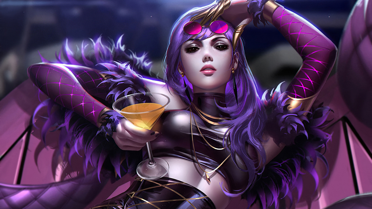 K DA, League of Legends, Cartoon, Purpur, Veilchen. Wallpaper in 1280x720 Resolution