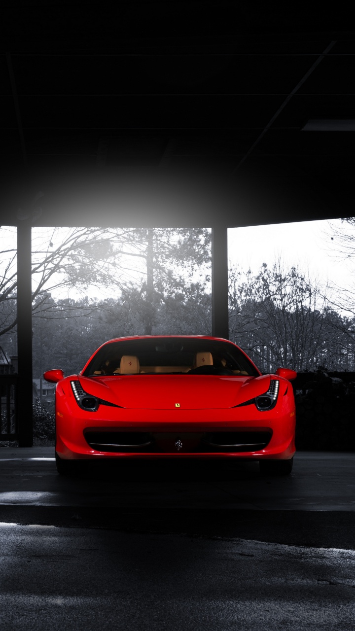Ferrari, Ferrari 458, Coche, Iluminación Automotriz, Capucha. Wallpaper in 720x1280 Resolution