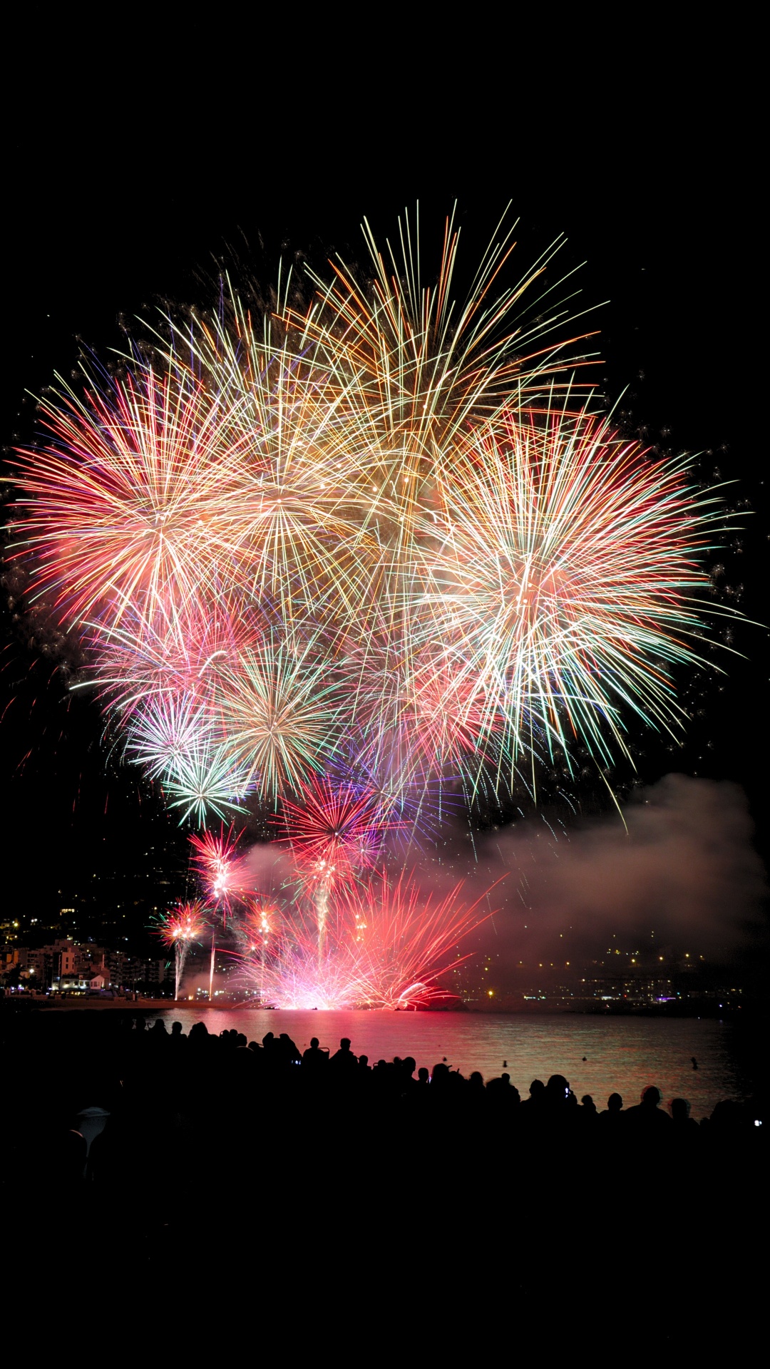 Feuerwerk, Partei, Natur, Neue Jahre Tag, Nacht. Wallpaper in 1080x1920 Resolution