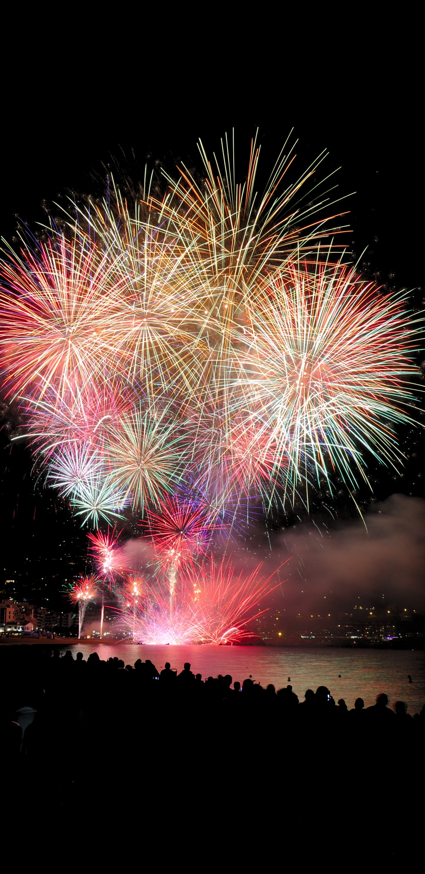 Feuerwerk, Partei, Natur, Neue Jahre Tag, Nacht. Wallpaper in 1440x2960 Resolution