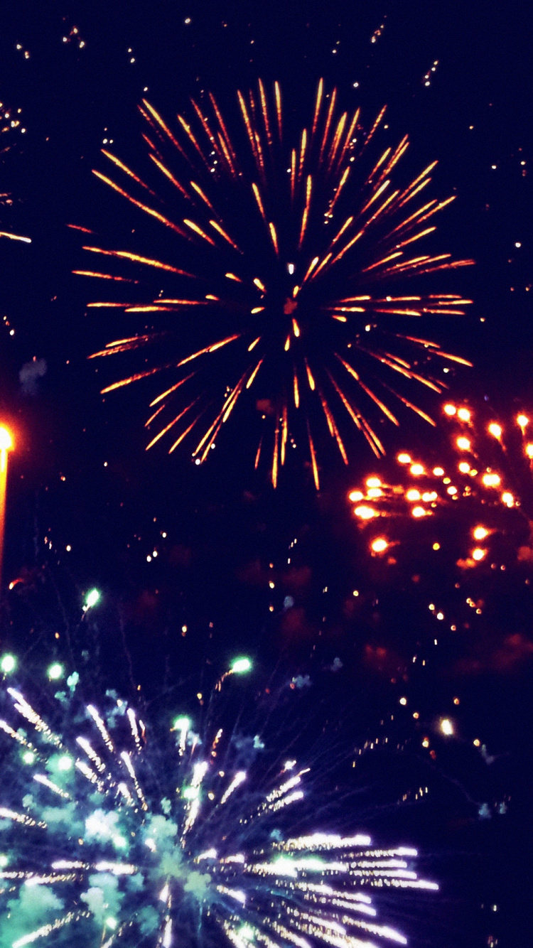 Fireworks, New Year, Diwali, Festival, Event. Wallpaper in 750x1334 Resolution