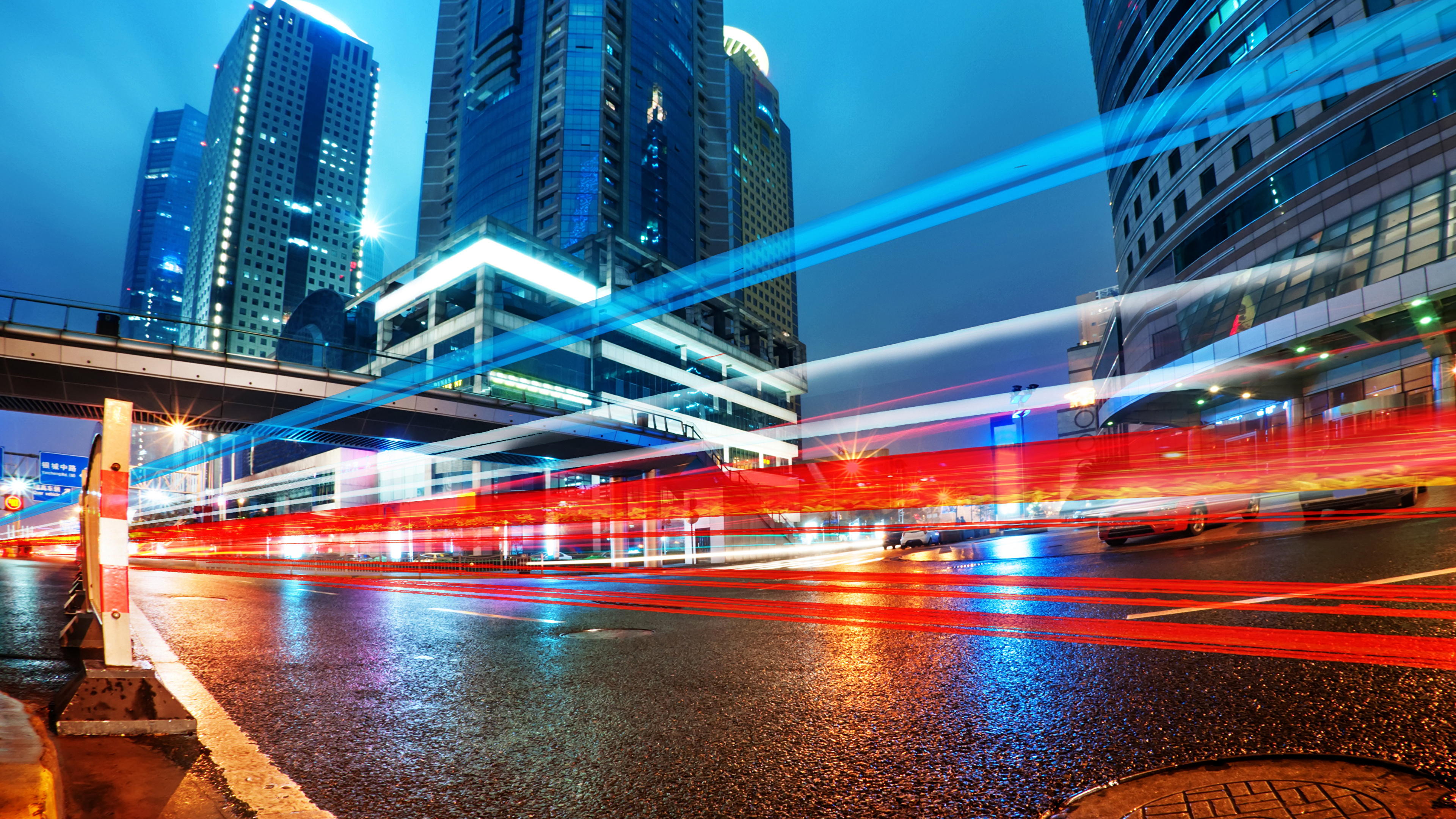 City Buildings With Lights Turned on During Night Time. Wallpaper in 3840x2160 Resolution