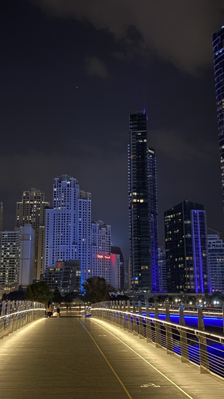 Dubai, Night, Tower Block, City, Metropolis. Wallpaper in 720x1280 Resolution