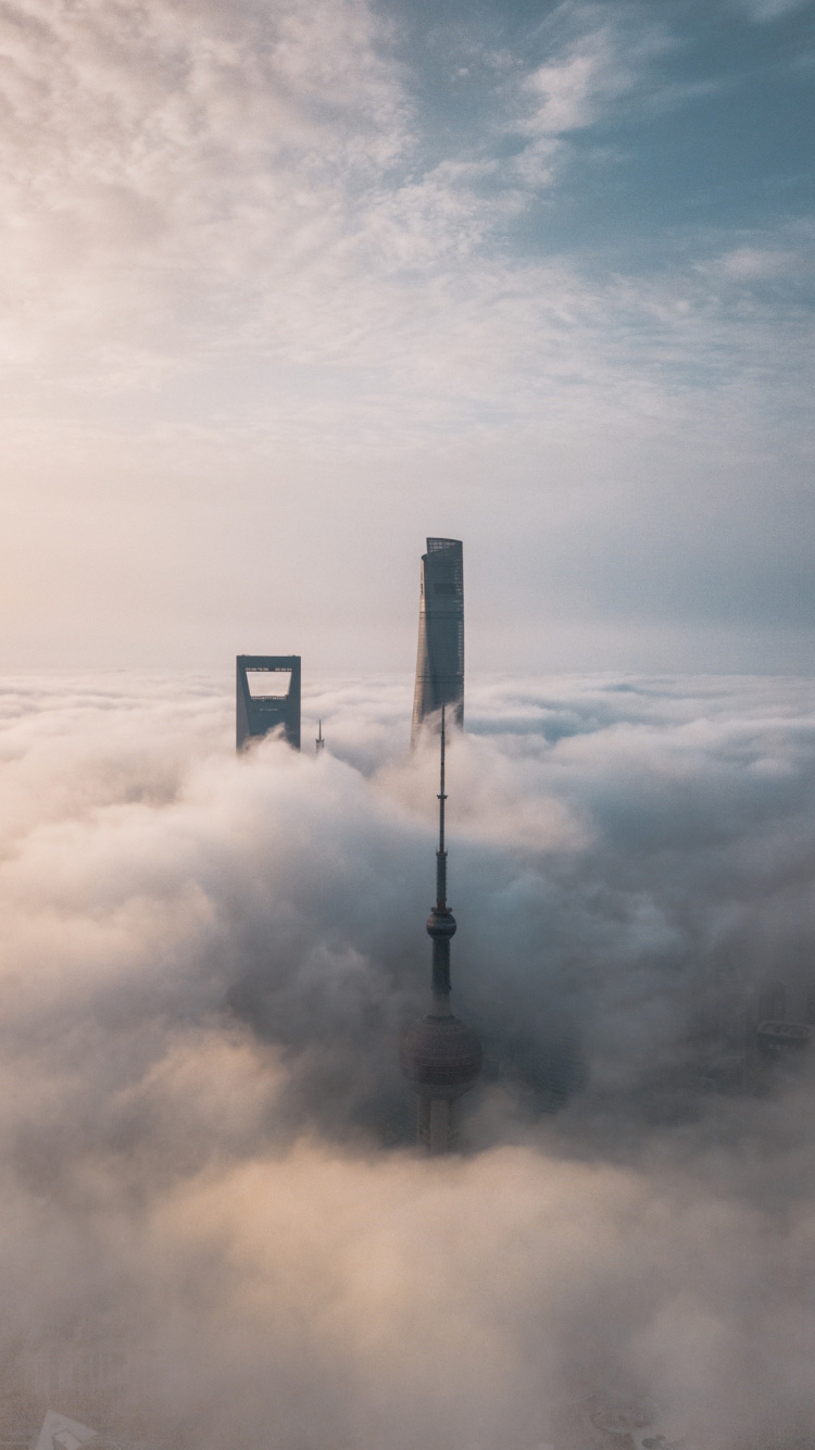 Cloud, Shanghai, Stehend, Tower, Naturlandschaft. Wallpaper in 750x1334 Resolution