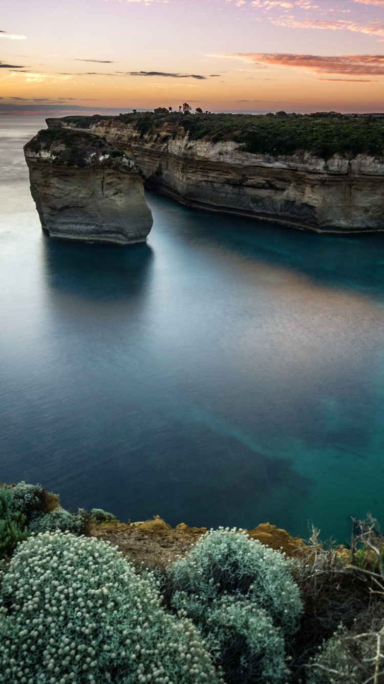 Green Trees on Brown Rock Formation Beside Blue Sea During Daytime. Wallpaper in 750x1334 Resolution