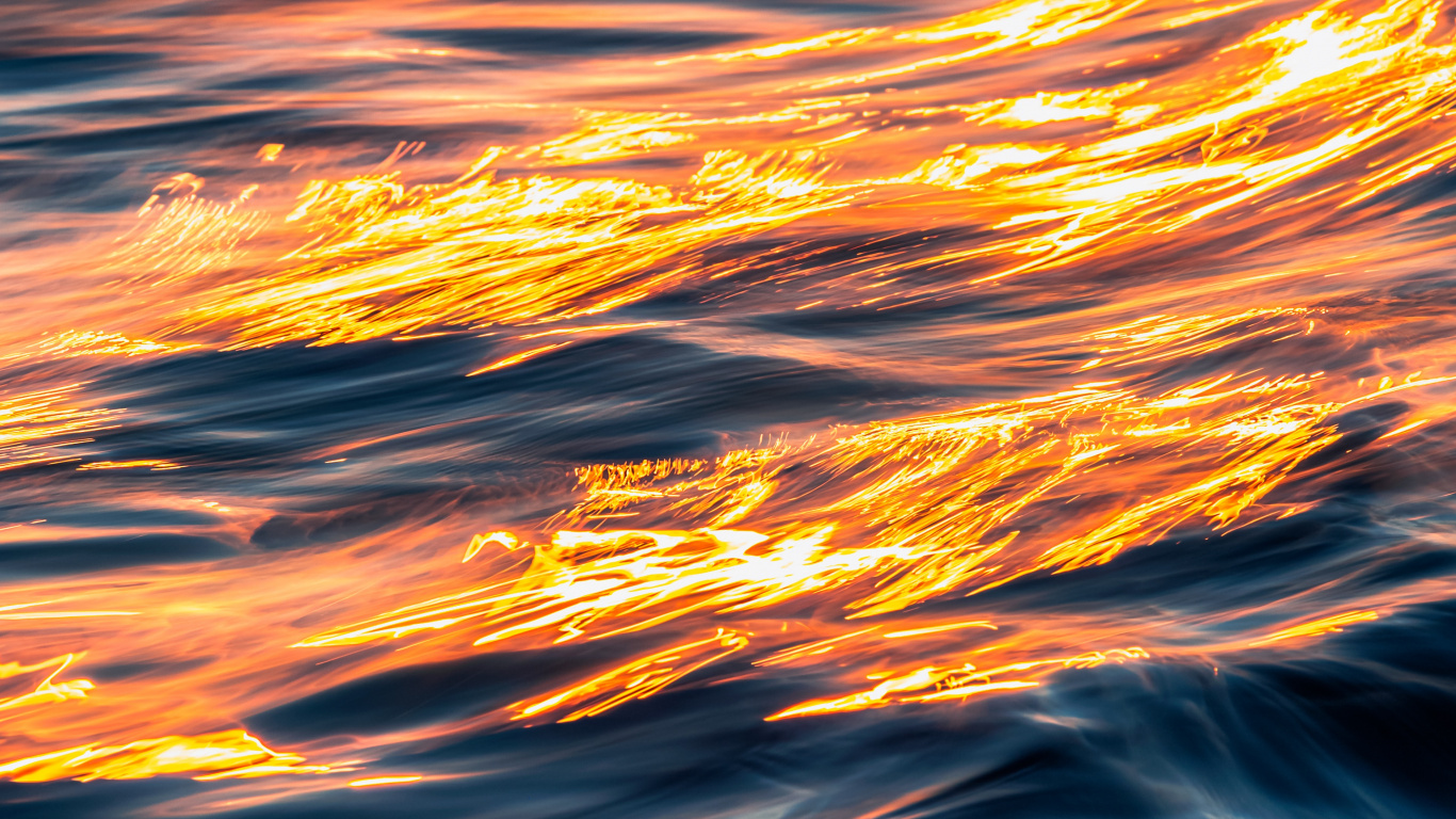 Eau, Orange, Réflexion, Atmosphère, Calme. Wallpaper in 1366x768 Resolution