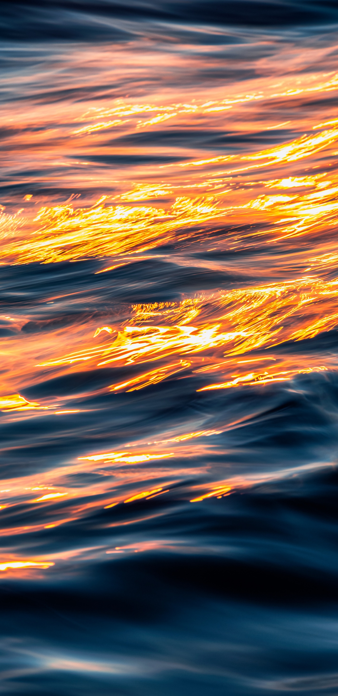 Water, Orange, Wave, Reflection, Atmosphere. Wallpaper in 1440x2960 Resolution