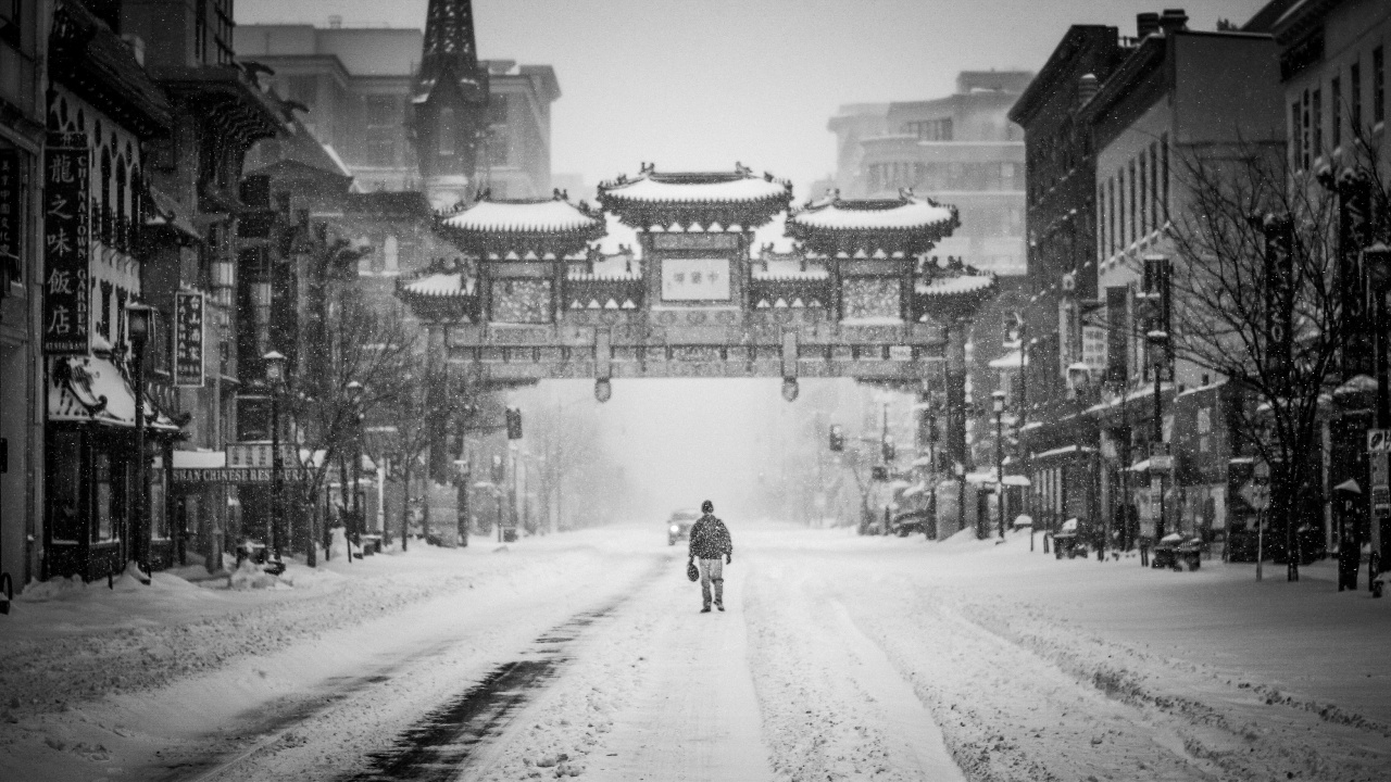 Grayscale Photo of Man Riding Motorcycle on Road. Wallpaper in 1280x720 Resolution