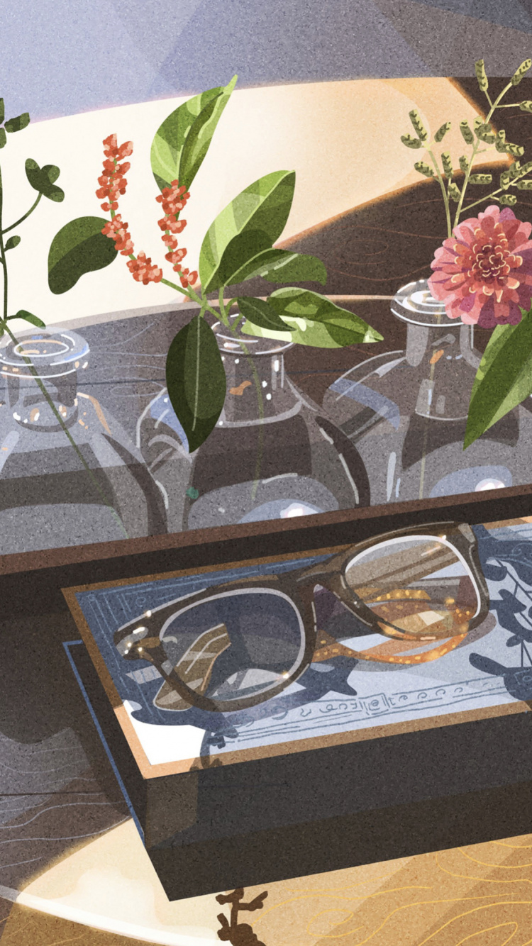 Tabelle, Zimmerpflanze, Blumenmuster, Baum, Design. Wallpaper in 750x1334 Resolution