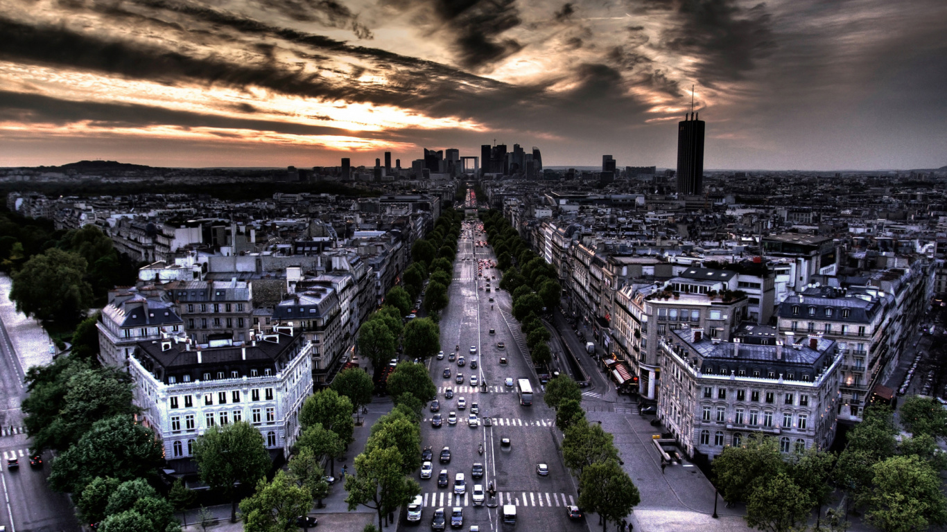 巴黎, 城市景观, 里程碑, 城市, 建筑 壁纸 1366x768 允许