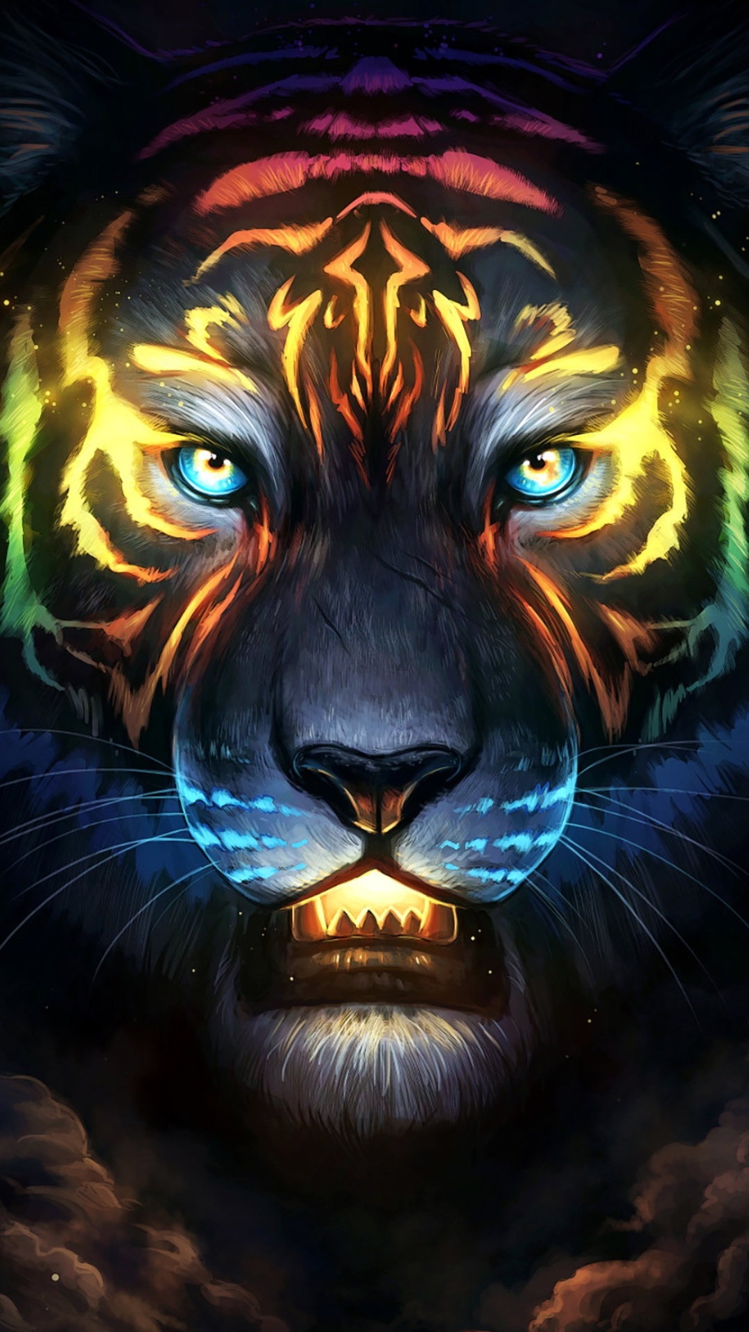 Tiger, Lion, Felidae, Carnivore, Painting. Wallpaper in 1080x1920 Resolution