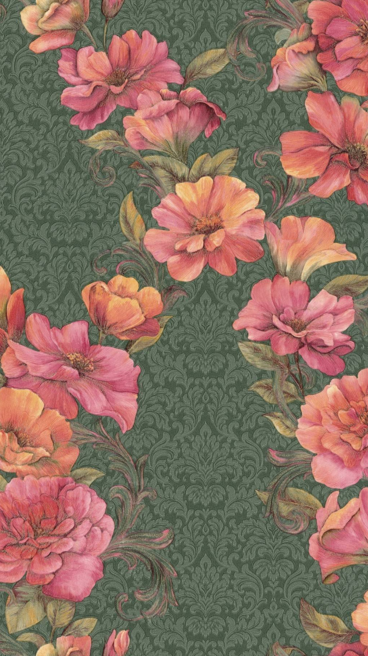 Pink and Green Floral Textile. Wallpaper in 750x1334 Resolution