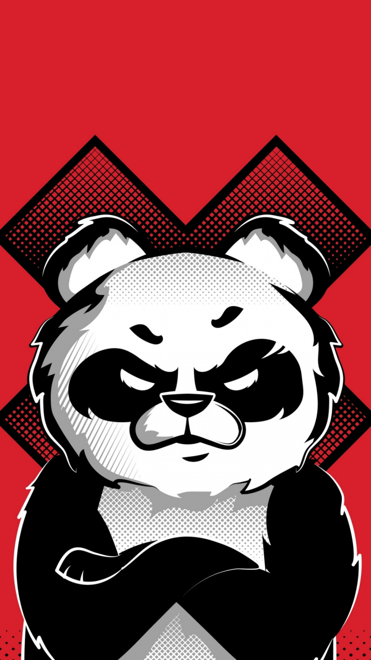 Panda Loco, el Panda Gigante, Cartel, Felidae, Gato. Wallpaper in 750x1334 Resolution