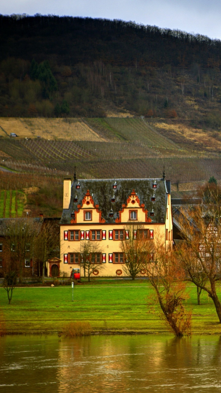 性质, 农村地区, 反射, 摩泽尔, 遥 壁纸 750x1334 允许