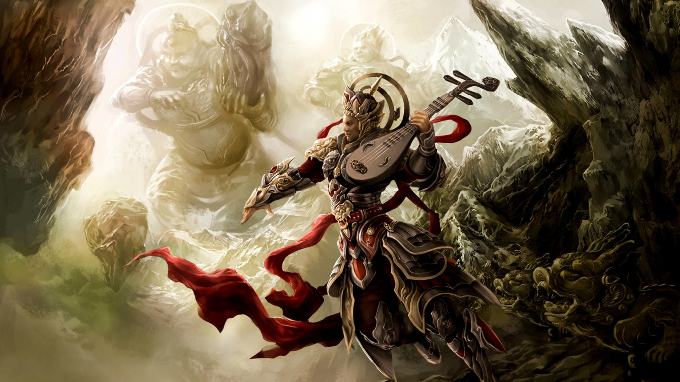 Femme en Robe Rouge et Blanche Tenant Une Illustration de Dragon Noir et Rouge. Wallpaper in 1366x768 Resolution