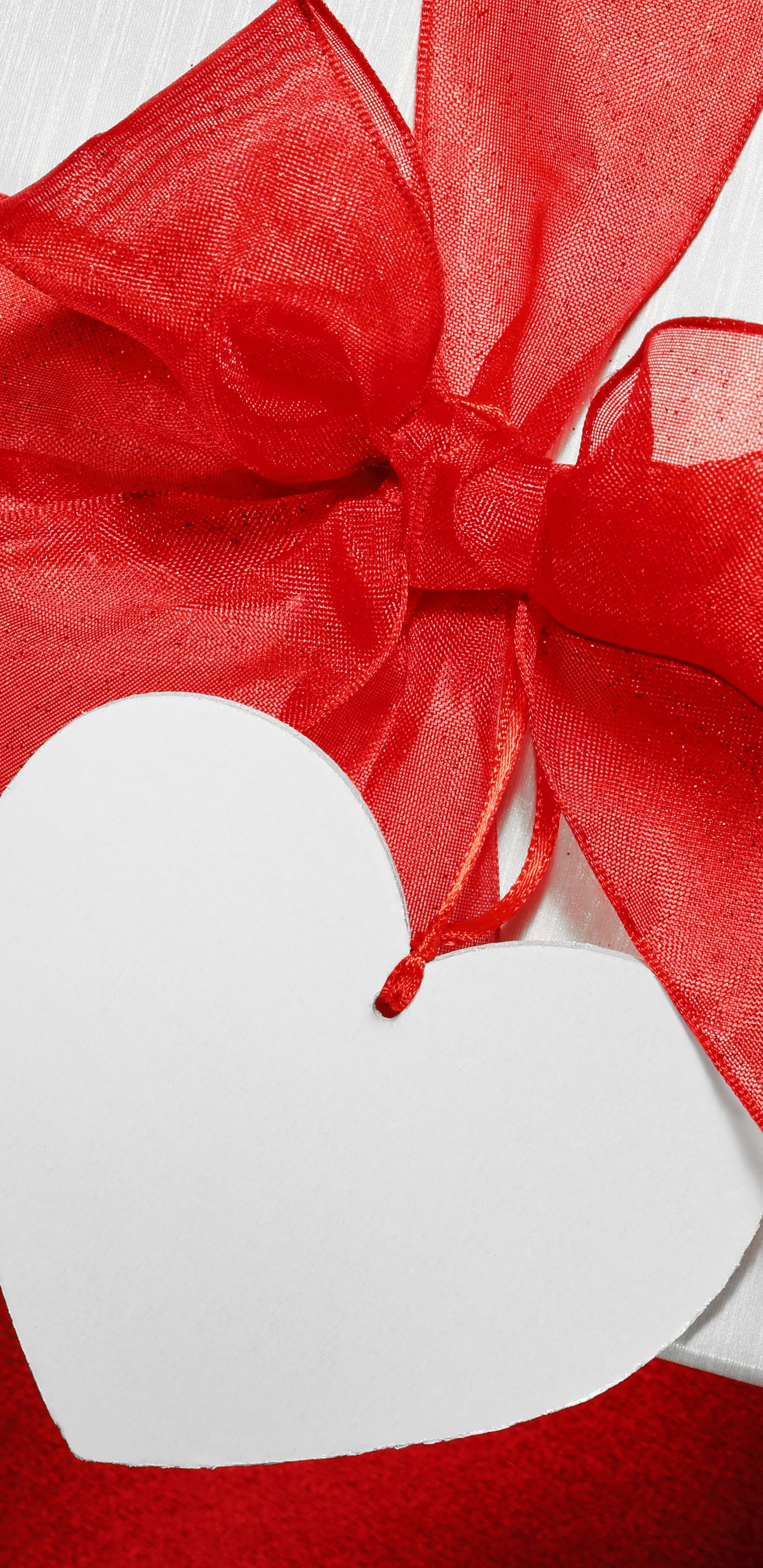 Love, Heart, Valentines Day, Red, Ribbon. Wallpaper in 1440x2960 Resolution