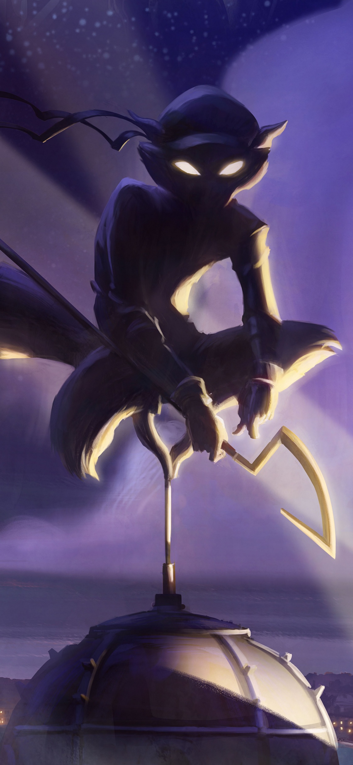 Dragon Noir et Blanc Avec Des Lumières Violettes. Wallpaper in 1125x2436 Resolution