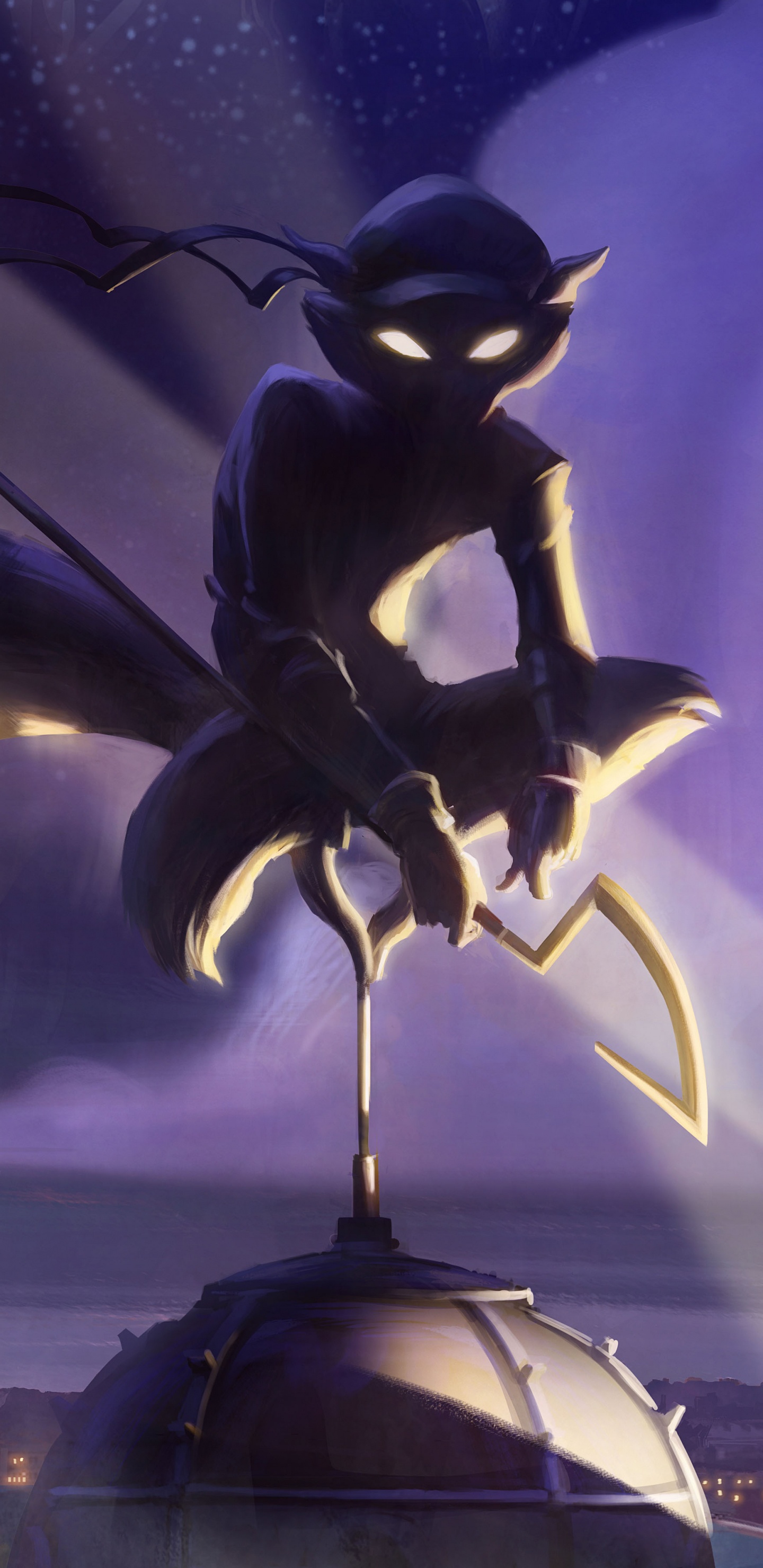 Dragon Noir et Blanc Avec Des Lumières Violettes. Wallpaper in 1440x2960 Resolution