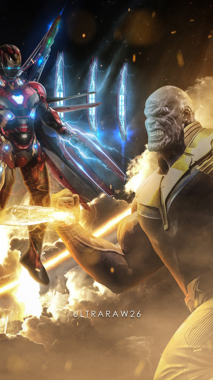 Iron Man, Thanos, Capitán América, Superhéroe, Entretenimiento. Wallpaper in 750x1334 Resolution