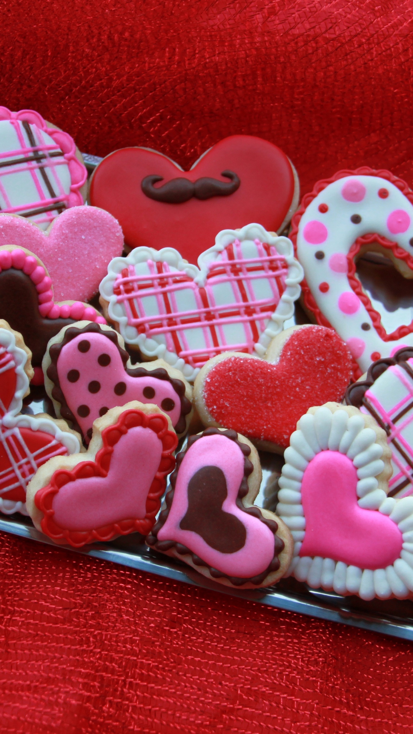 Cookie, Valentines Tag, Gebäck, Herzen, Pink. Wallpaper in 1440x2560 Resolution