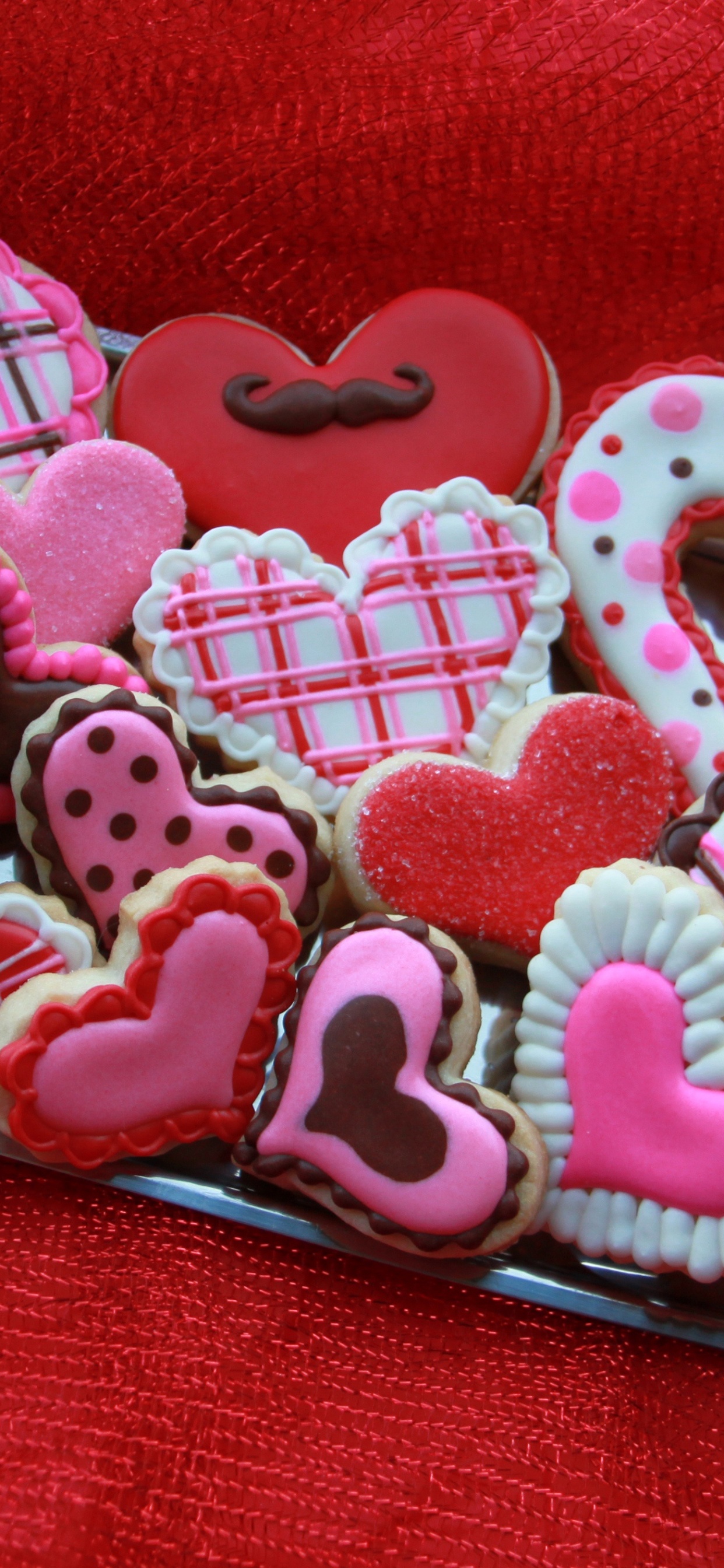 Cookie, Valentines Day, Pastry, Heart, Pink. Wallpaper in 1242x2688 Resolution