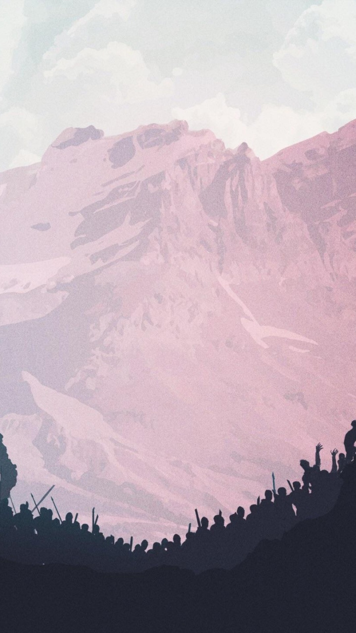 Daenerys Targaryen, Jon Nieve, La Noche Del Rey, Arte, Montaña. Wallpaper in 720x1280 Resolution