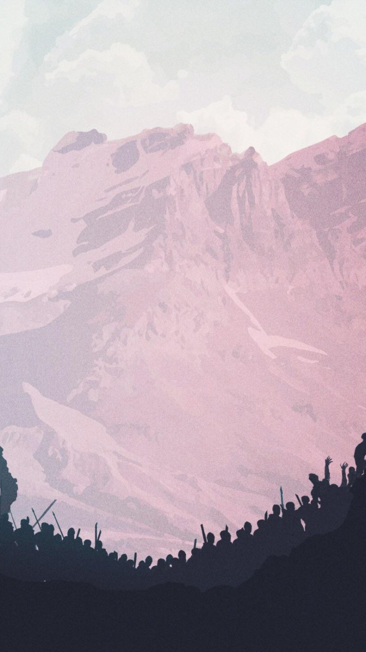 Daenerys Targaryen, Jon Nieve, La Noche Del Rey, Arte, Montaña. Wallpaper in 750x1334 Resolution