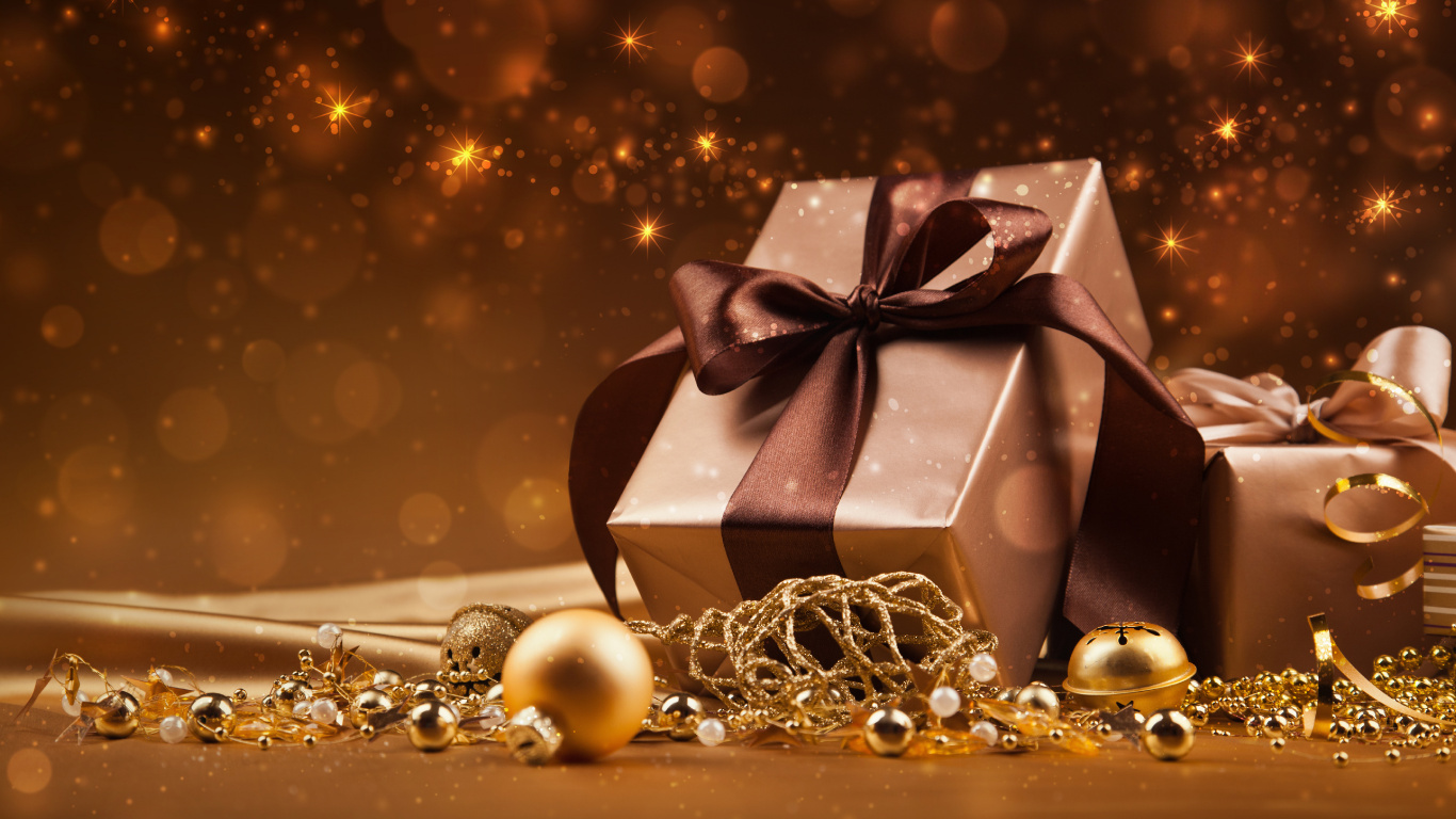 Gift, Christmas Gift, Gift Wrapping, Christmas Ornament, Still Life. Wallpaper in 1366x768 Resolution