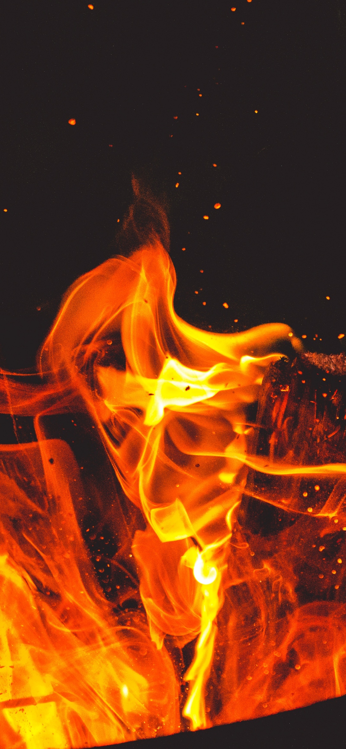 火焰, 热, 篝火, 橙色 壁纸 1125x2436 允许