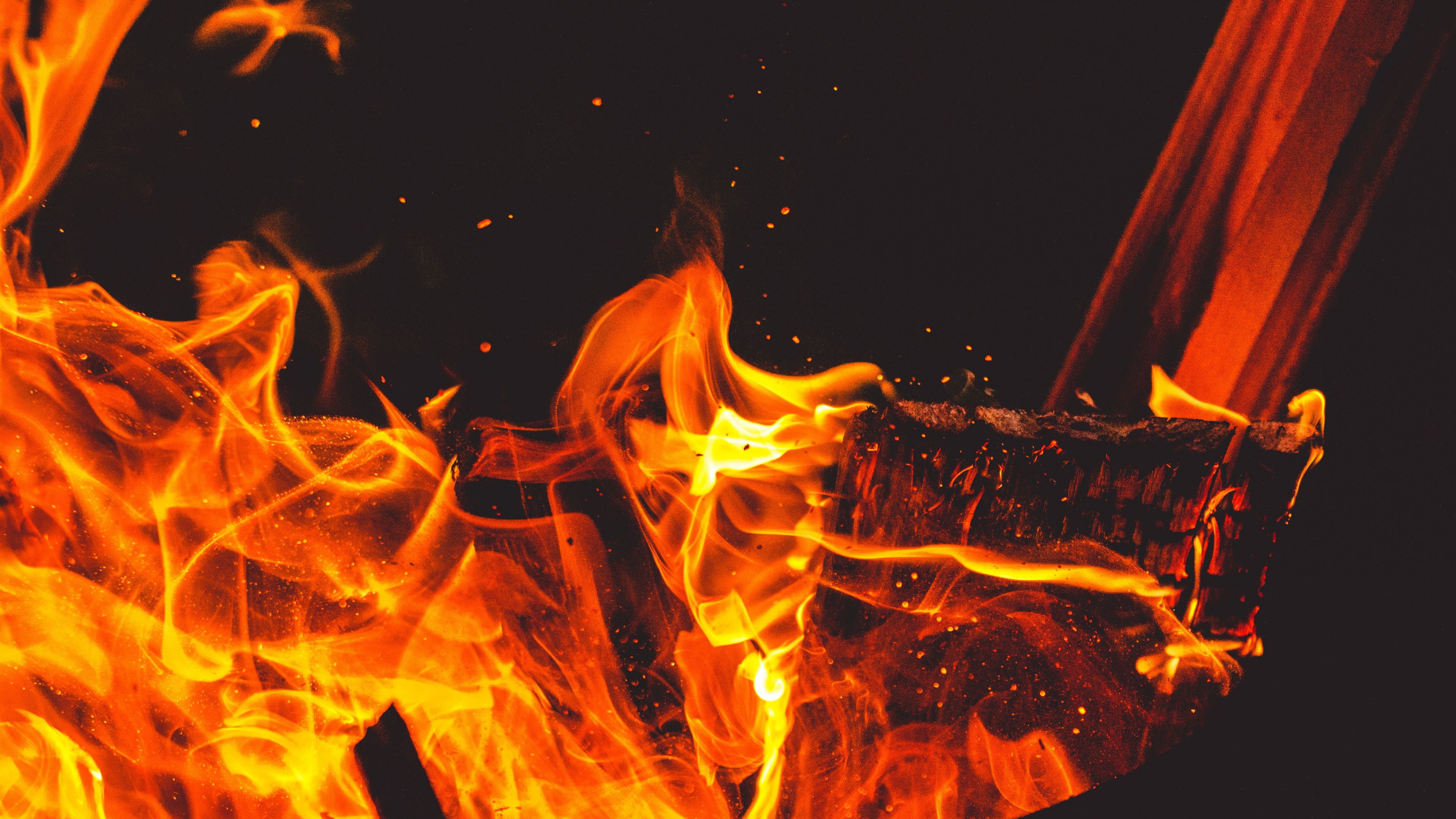 火焰, 热, 篝火, 橙色 壁纸 3840x2160 允许