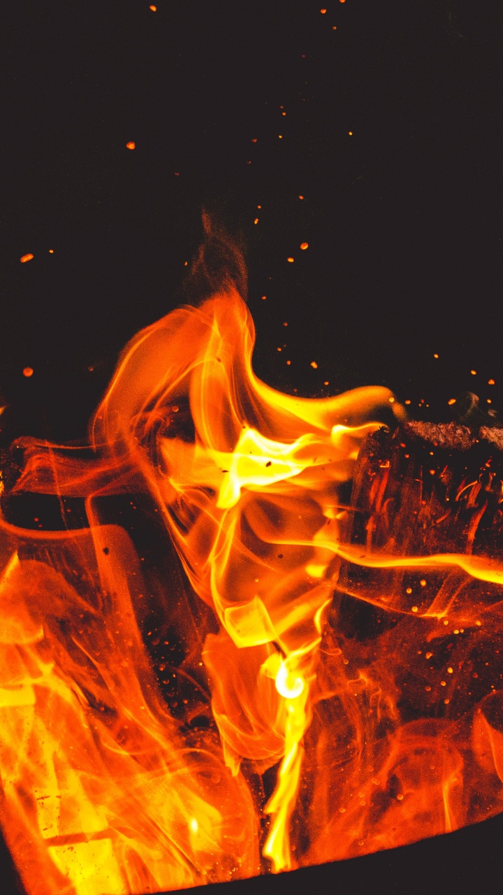火焰, 热, 篝火, 橙色 壁纸 720x1280 允许