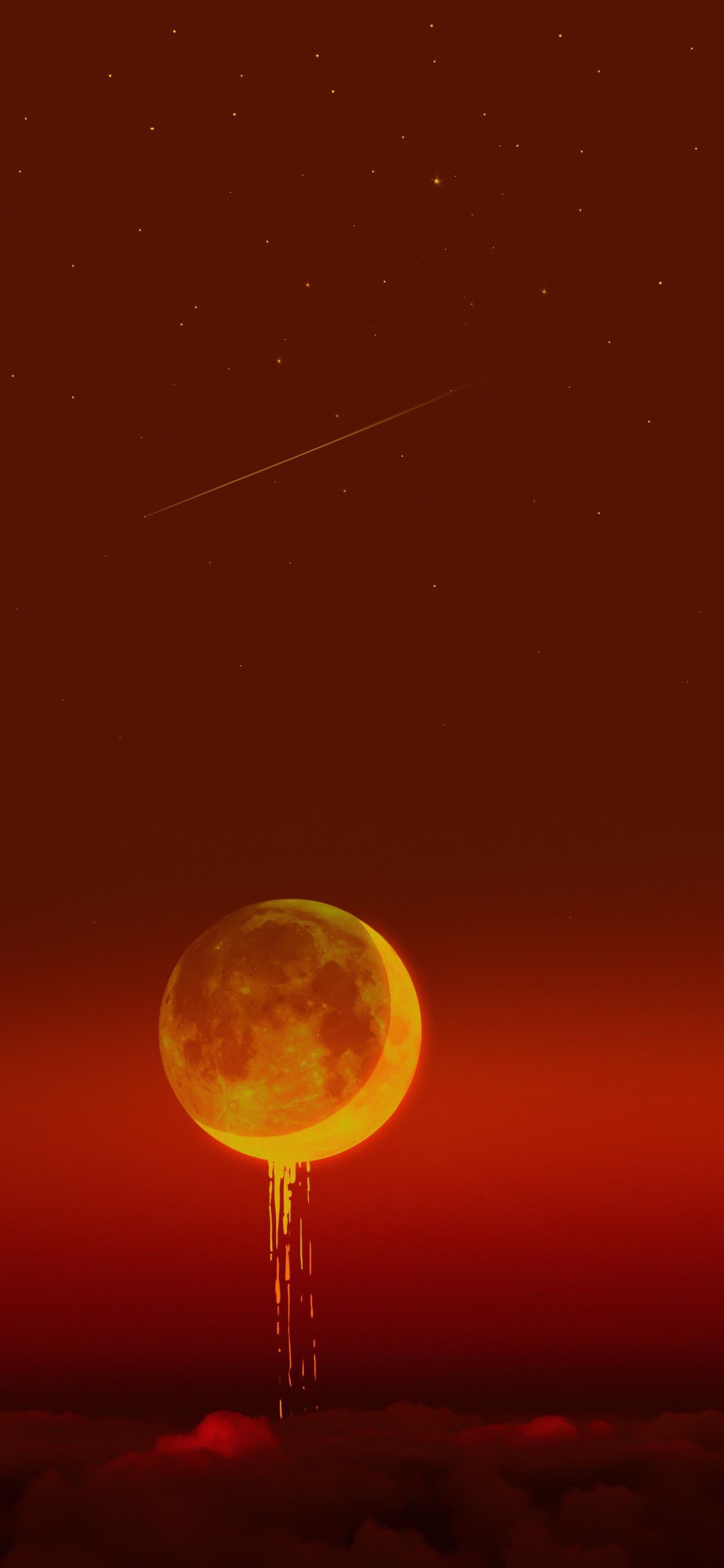 Atmosphäre, Mond, Orange, Bernstein, Naturlandschaft. Wallpaper in 1125x2436 Resolution