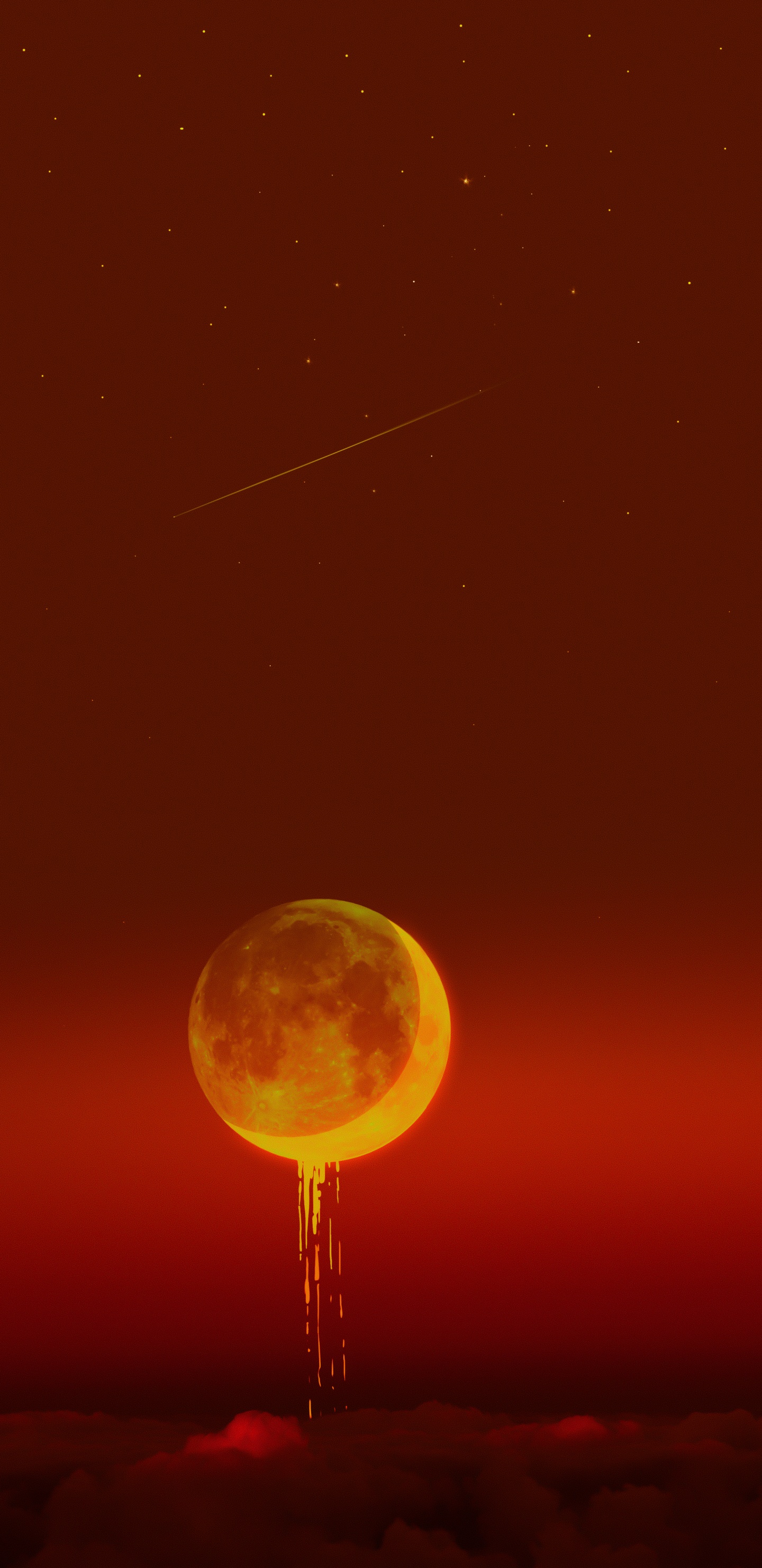 Atmosphere, Moon, Orange, Amber, Lighting. Wallpaper in 1440x2960 Resolution