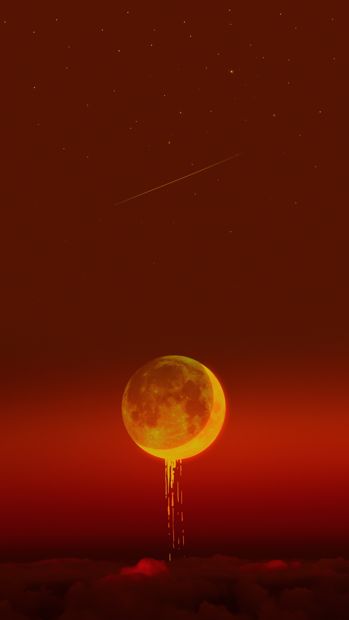 气氛, 月亮, 橙色, 琥珀色, 自然景观 壁纸 1440x2560 允许