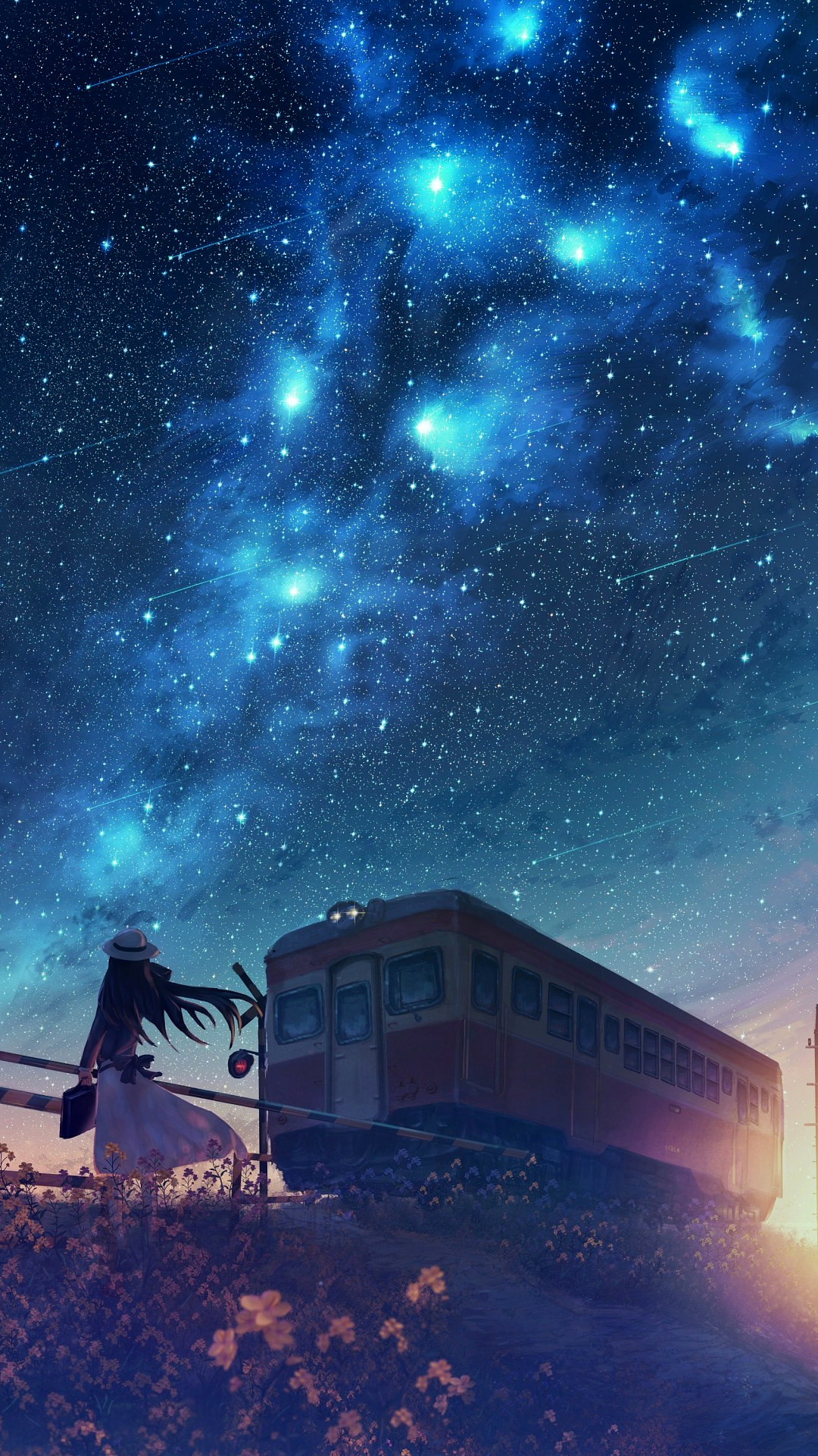 anime anime girls galaxy starry night  1944x1094 Wallpaper   wallhavencc