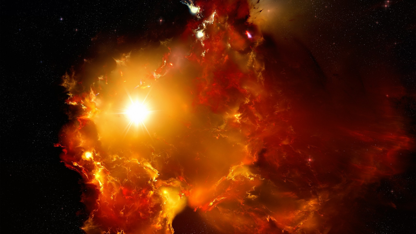 Fire on The Ground During Night Time. Wallpaper in 1366x768 Resolution