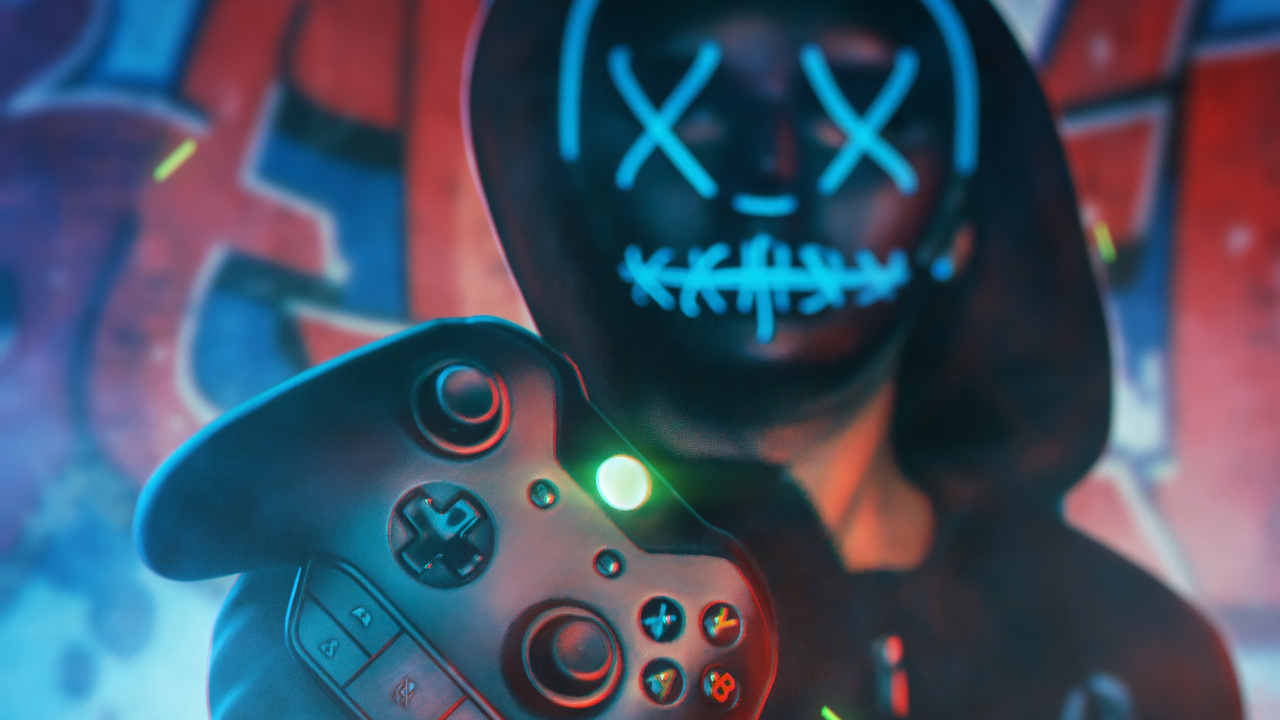 Gamer, Azure, Input Device, Purple, Joystick. Wallpaper in 1280x720 Resolution