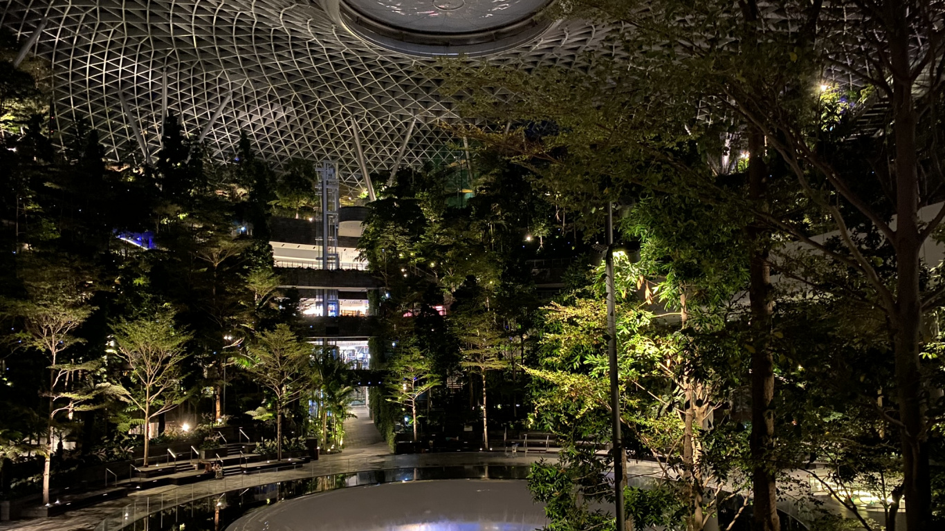 Singapur, Reflexion, Wasser, Landschaft Beleuchtung, Wanted. Wallpaper in 1366x768 Resolution