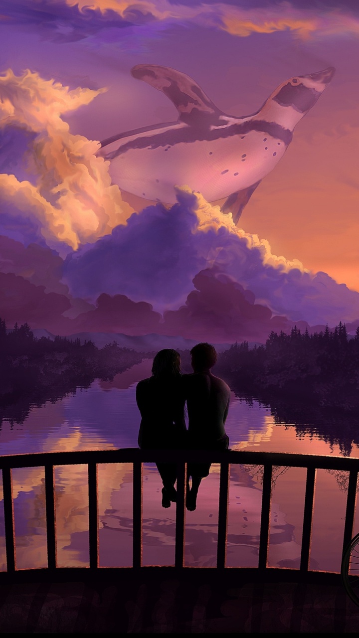 2 Personne Debout Sur le Pont en Regardant L'avion Blanc. Wallpaper in 720x1280 Resolution