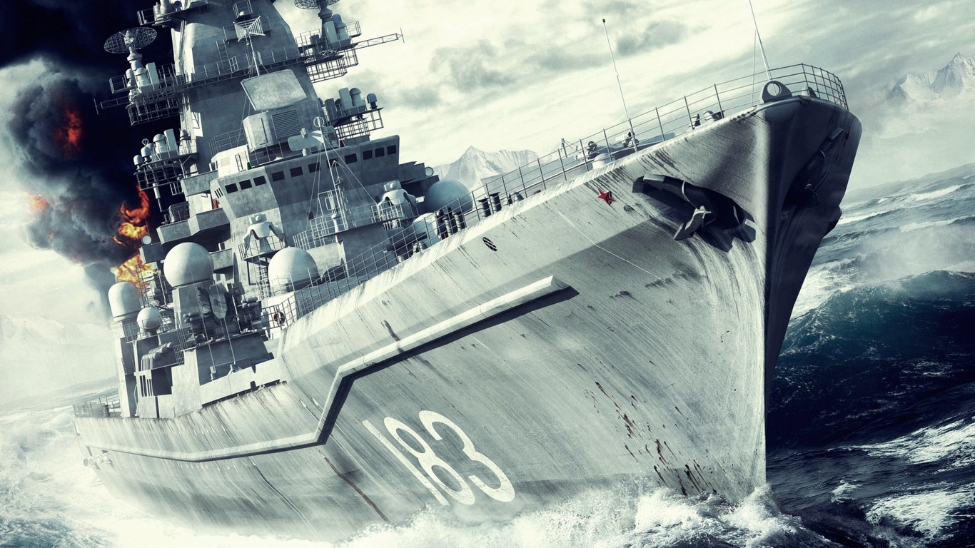 Battleship, Naval Ship, Warship, Battlecruiser, Destroyer. Wallpaper in 1366x768 Resolution