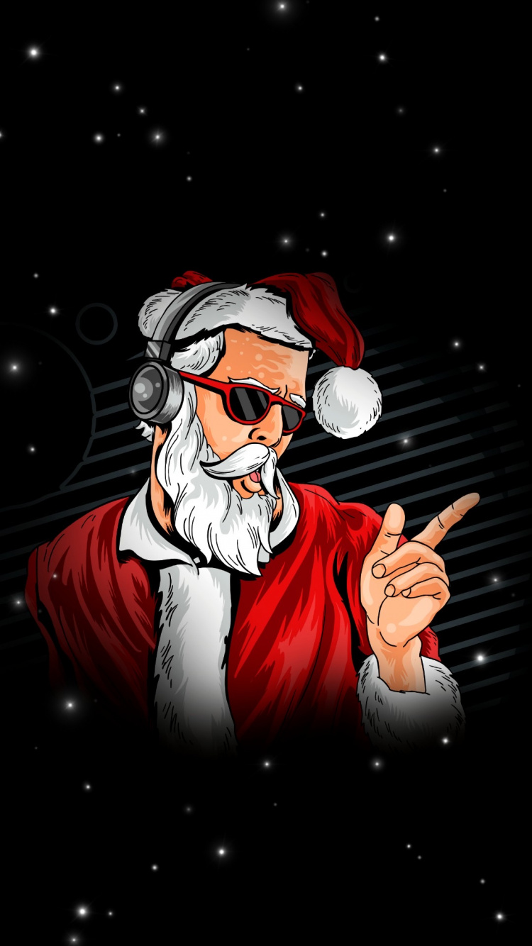 Disco Santa, Disk, Soundcloud, Nightclub, Santa Claus. Wallpaper in 750x1334 Resolution